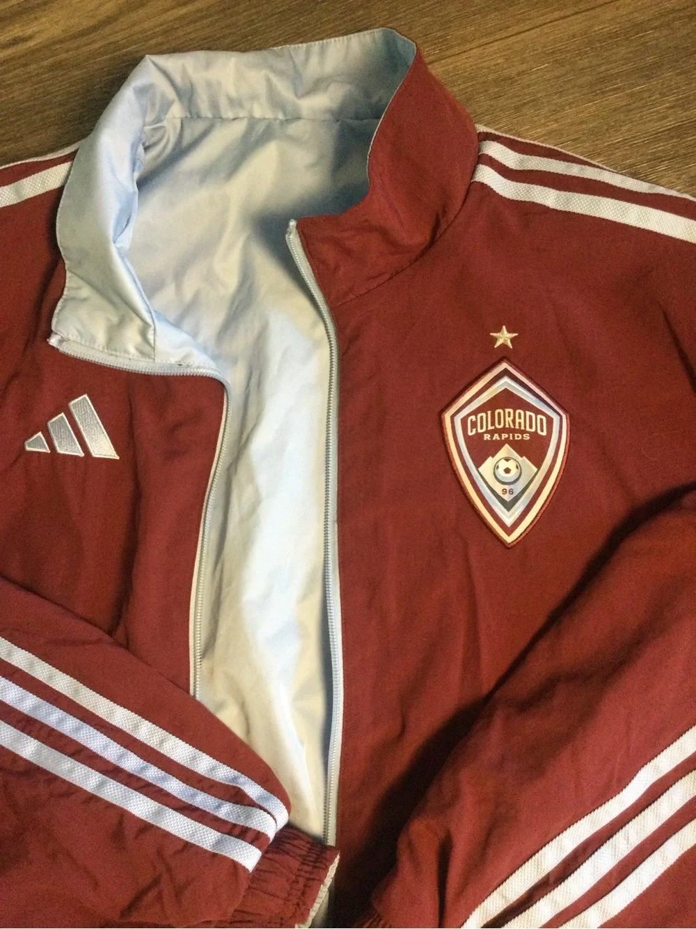 adidas Men's Maroon and Light Gray Bomber Jacket